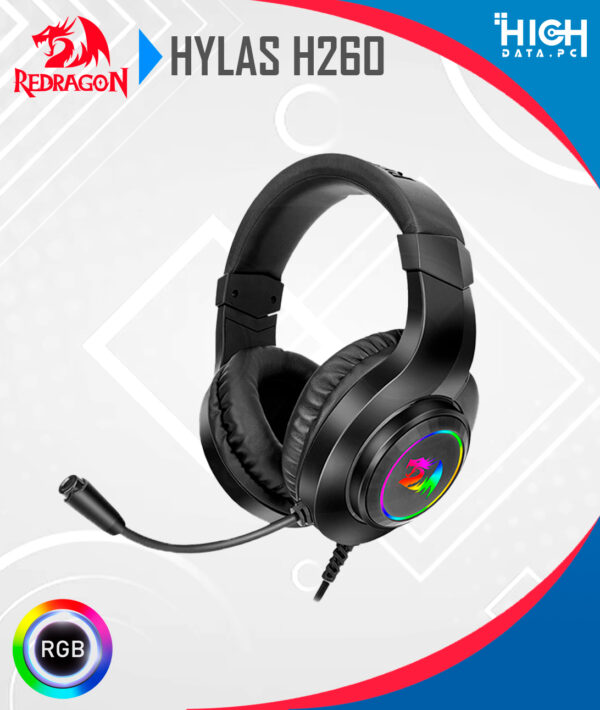 AUDIFONO REDRAGON HYLAS H260 RGB BLACK CON MICROFONO