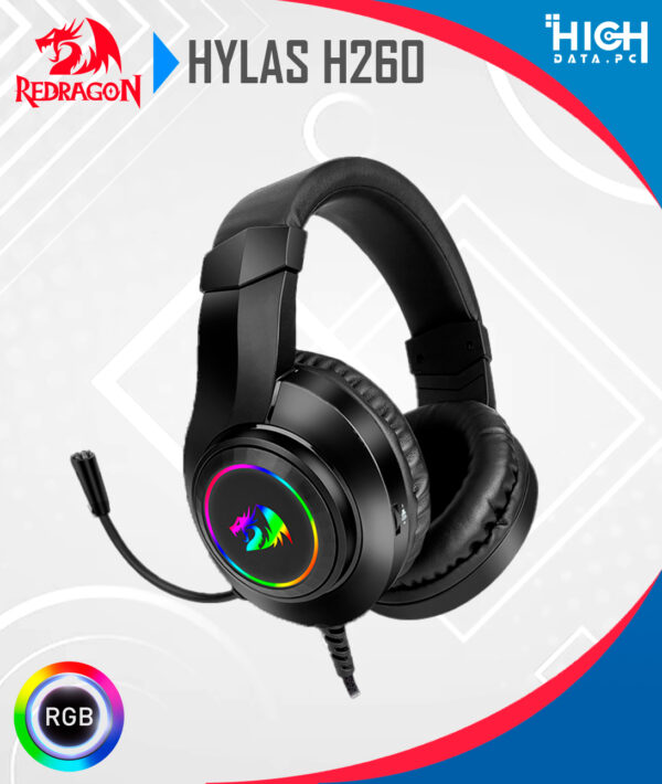 AUDIFONO REDRAGON HYLAS H260 RGB BLACK CON MICROFONO - Imagen 4