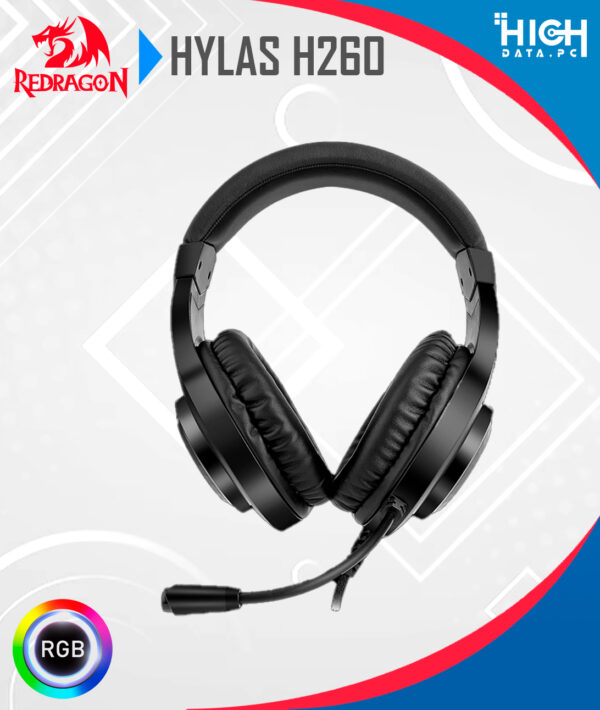 AUDIFONO REDRAGON HYLAS H260 RGB BLACK CON MICROFONO - Imagen 3
