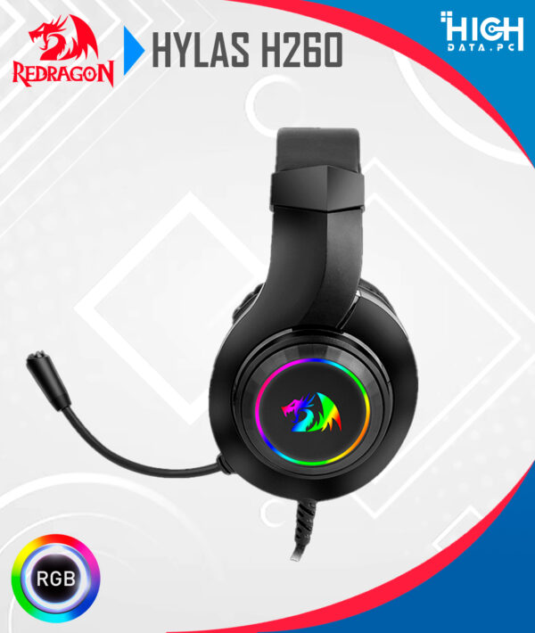AUDIFONO REDRAGON HYLAS H260 RGB BLACK CON MICROFONO - Imagen 2