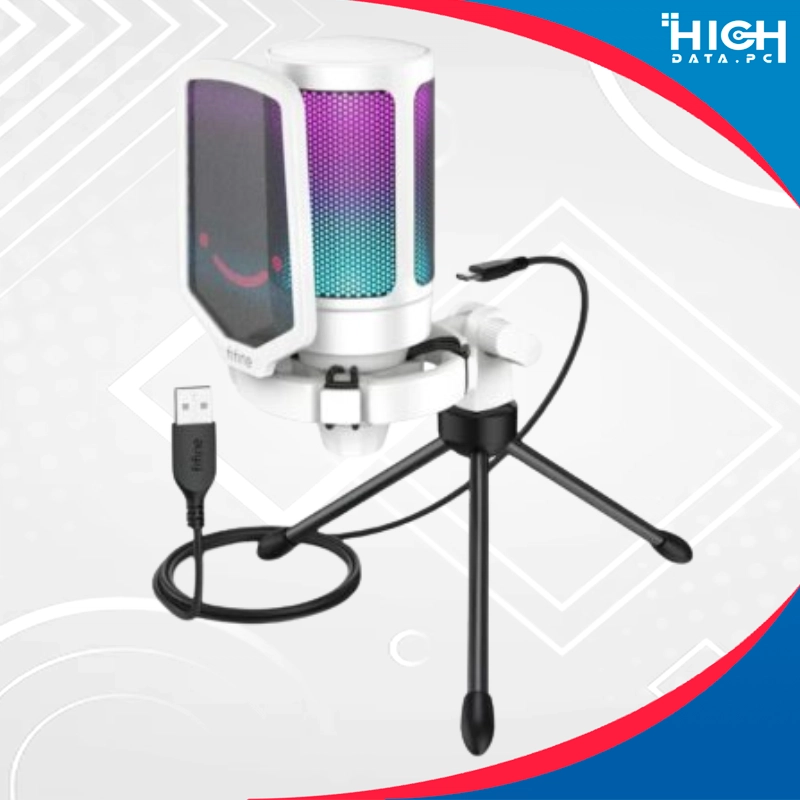 MICROFONO FIFINE A6V -RGB - CONDENSADOR - BLANCO