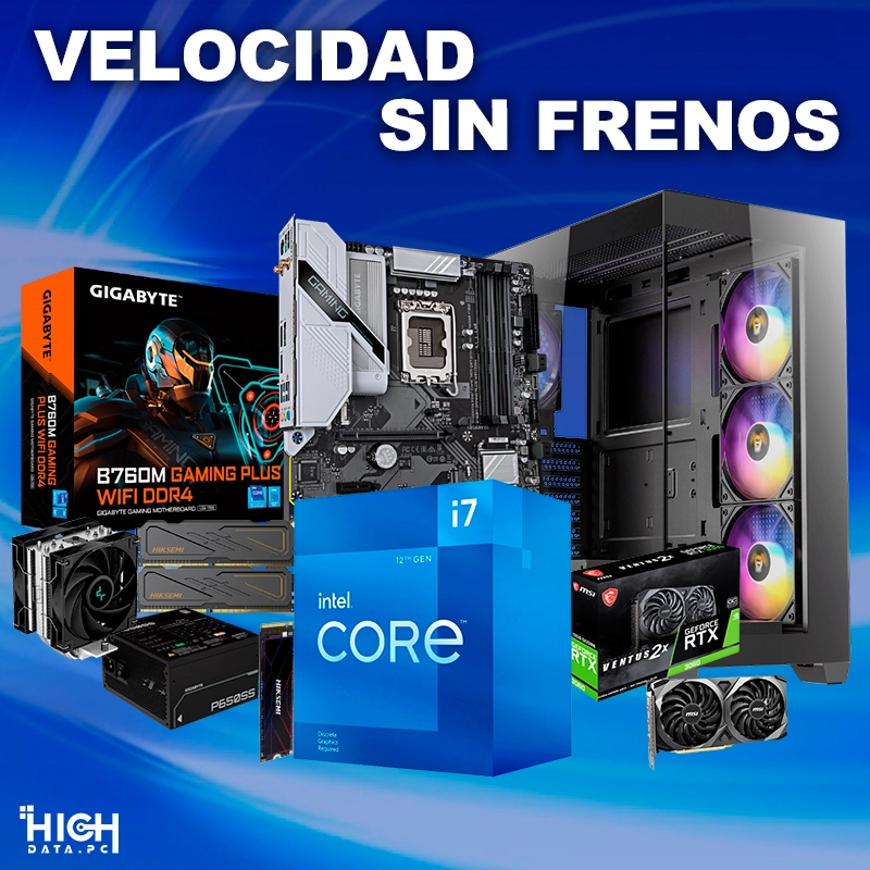 VELOCIDAD SIN FRENOS - B760M GAMING PLUS WIFI-CORE I7 12700F- 32GB - 512GB M.2 -RTX3060 12GB - 650W 80PLUS PLATA