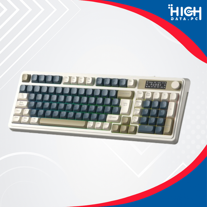 TECLADO AULA S99 PRO GREY RETRO INALÁMBRICO ESPAÑOL, MEMBRANA, RGB Y PANTALLA LED