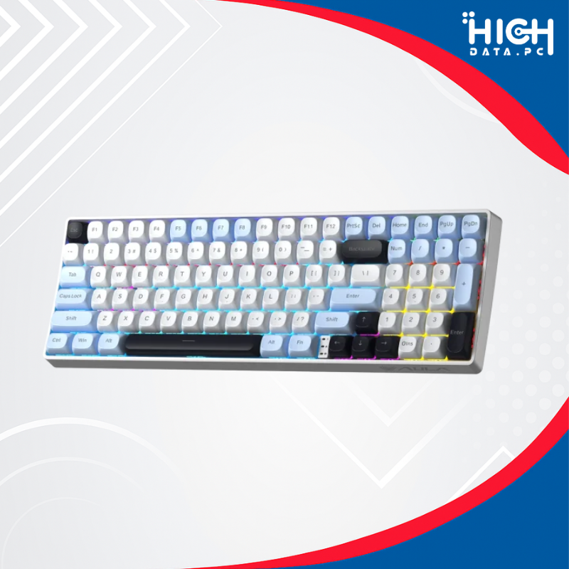 TECLADO MECÁNICO AULA S100 PRO INALÁMBRICO TRIMODO INGLÉS, RED SWITCH, RGB, LIGHT BLUE/WHITE/DARK PURPLE