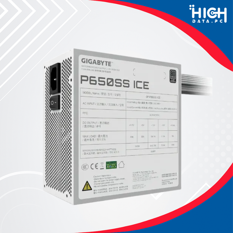 FUENTE DE PODER GIGABYTE GP-P650SS ICE 650 W, 80 PLUS SILVER, ATX 3.0, BLANCA